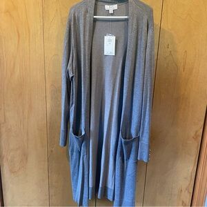 Magaschoni NWT XL Heather Gray Long Cardigan with pockets